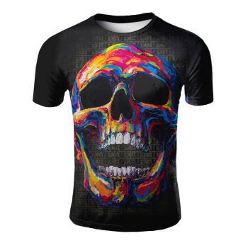  Colorful skull head printed T-shirt