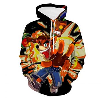 Crash Bandicoot Hoodies &#8211; Crash Bandicoot Aku Aku 3D Print Pullover Sweatshirt