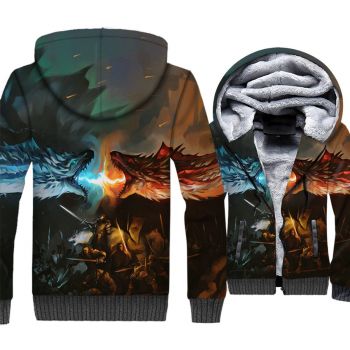Game of Thrones Jackets &#8211; Game of Thrones Series Ice and Fire Dragon Super Cool 3D Fleece Jacket