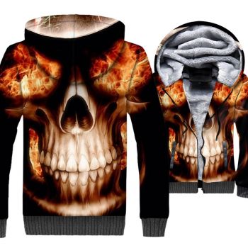 Ghost Rider Jackets &#8211; Ghost Rider Series Terror Flame Skull Super Cool 3D Fleece Jacket