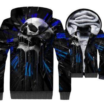 Ghost Rider Jackets &#8211; Ghost Rider Skull Series Death Clock Skull Super Cool 3D Fleece Jacket