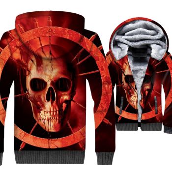 Ghost Rider Jackets &#8211; Ghost Rider Skull Series Red Turntable Skull Super Cool 3D Fleece Jacket