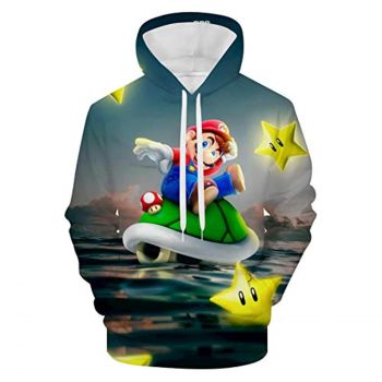 Mario Hoodie &#8211; Super Mario 3D Print Hooded Pullover Sweatshirt