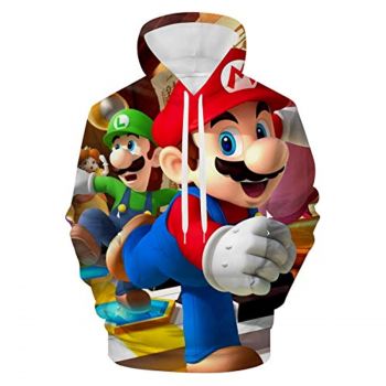 Mario Hoodie &#8211; Super Mario and Luigi 3D Full Print Drawstring Hooded Pullover Sweatshirt