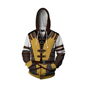 Mortal Kombat Zip Up Hooded Jacket &#8211; Scorpion Yellow Unisex 3D Print Drawstring Hoodie
