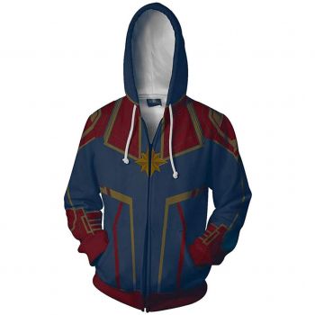 Superhero Captain Marvel Hoodies 3D Digital Printed Unisex Zipper Hooded Jacket