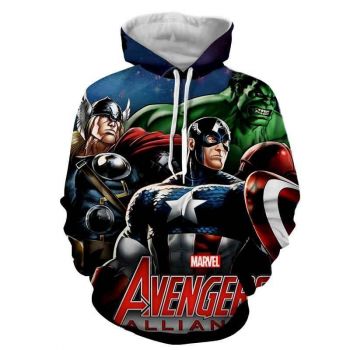 The Avengers  Captain America Thor Hulk Hoodies &#8211; Pullover Black Hoodie