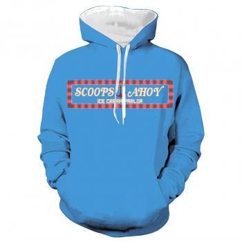 Unisex Scoops Ahoy Logo Hoodies Stranger Things Pullover 3D Print Jacket Sweatshirt