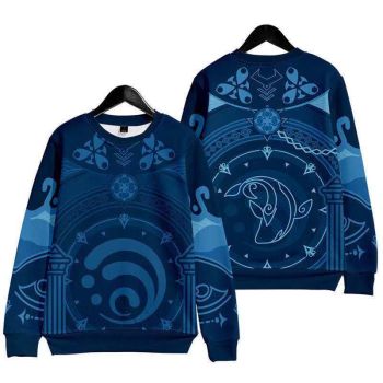 Deep Blue Exquisite Genshin Impact Anime Tartaglia Sweatershirt