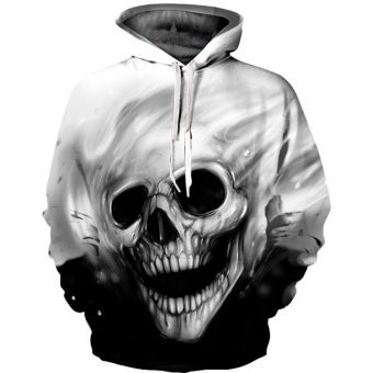  Skull print hooded sweatshirt