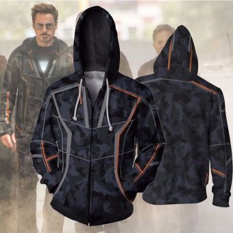 The Avengers Stark Printed cosplay zipper shirt jacket sweatshirt