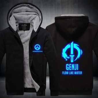 Overwatch Genji Thicken Luminous Jackets &#8211; Zip Up Black Jacket